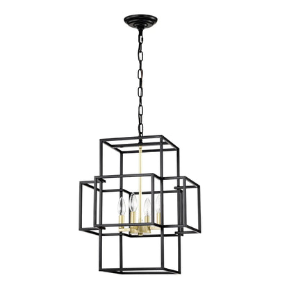 4 Light Metal Lantern Tiered Pendant Hanging Light Fixtures Industrial Farmhouse Adjustable Height Chandeliers