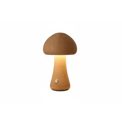INS Wooden Cute Mushroom LED Night Lamps With Touch Switch - Style A / Beech / 2.4W - Table Lamp