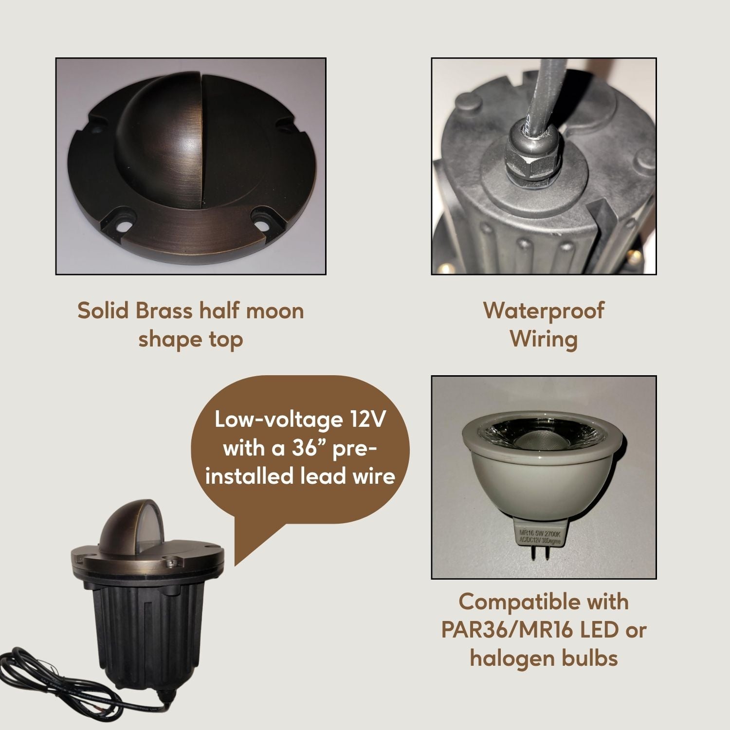 Ironsmith Foundary Series™ Half Moon In-Ground Landscape Lights Housing - Wall Lights