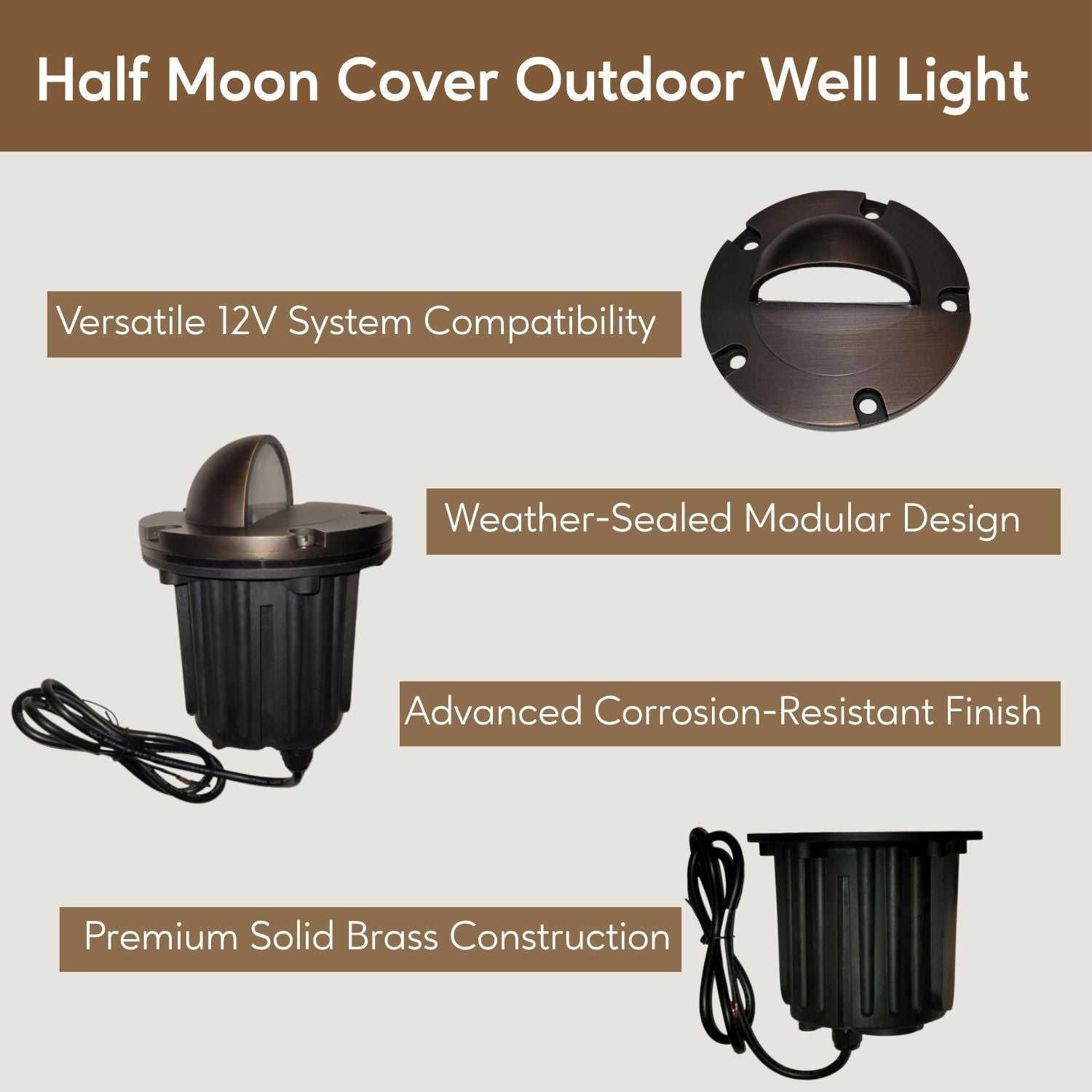 Ironsmith Foundary Series™ Half Moon In-Ground Landscape Lights Housing - Wall Lights