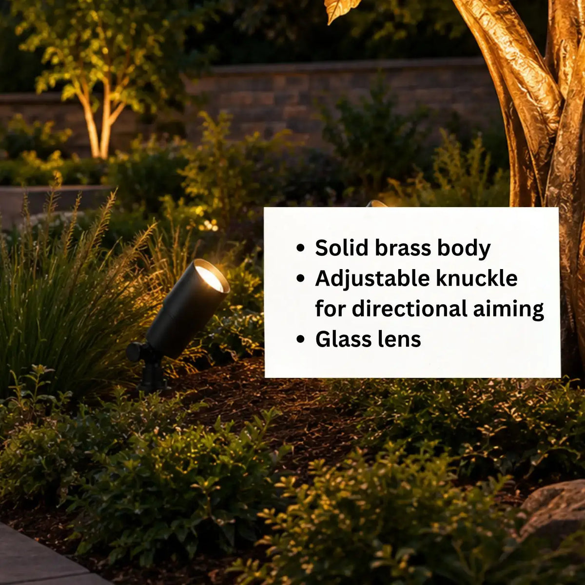 ISL 12V Die-Cast Brass Landscape Lighting LED Kit (6 Spotlights 2 Path Lights) | 150W Multi-Tap Transformer with Timer