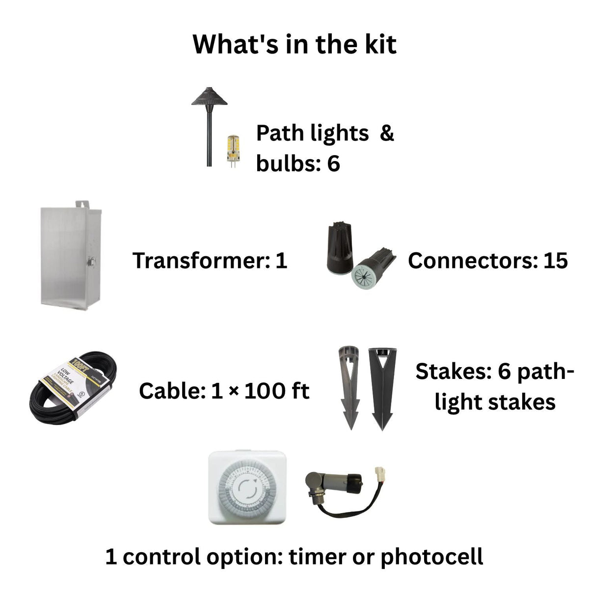 ISL 12V Die-Cast Brass LED Landscape Pathway Lighting Kit (6 Path Lights) | 150W Transformer with Timer or Photocell