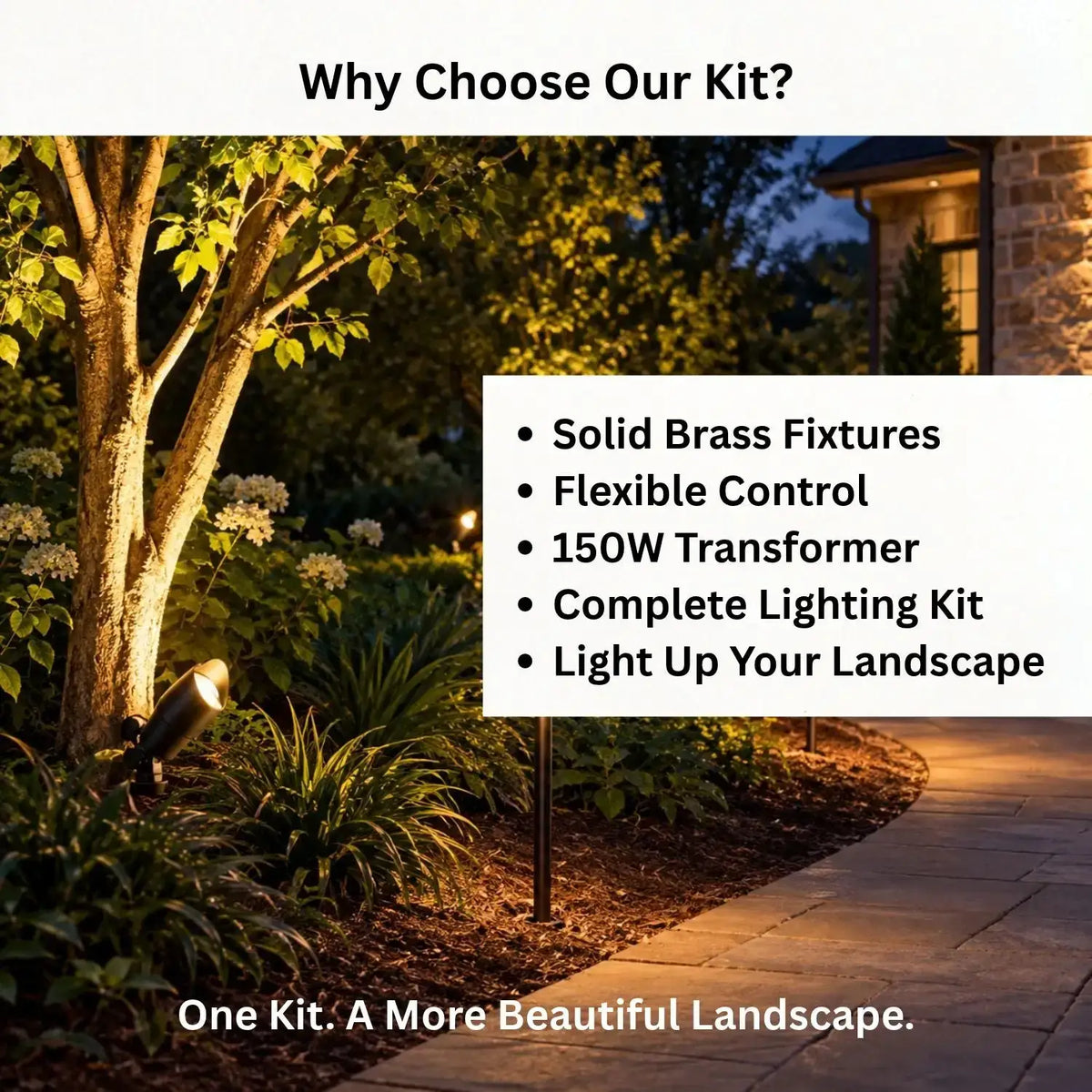 ISL 12V Die-Cast Brass LED Landscape Spotlight Expansion Pack (4 Spotlights) | 100 ft 14/2 Direct Burial Cable 2700K