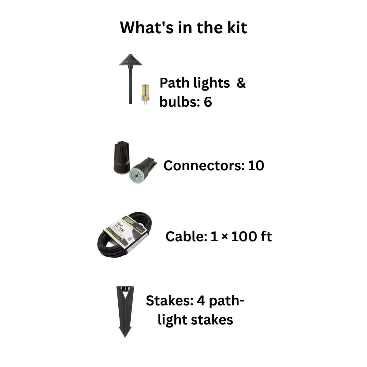 ISL 12V Path Lighting LED Kit (4 Path Lights) | 100 ft 14/2 Direct Burial Cable 2700K Warm White Expansion Pack