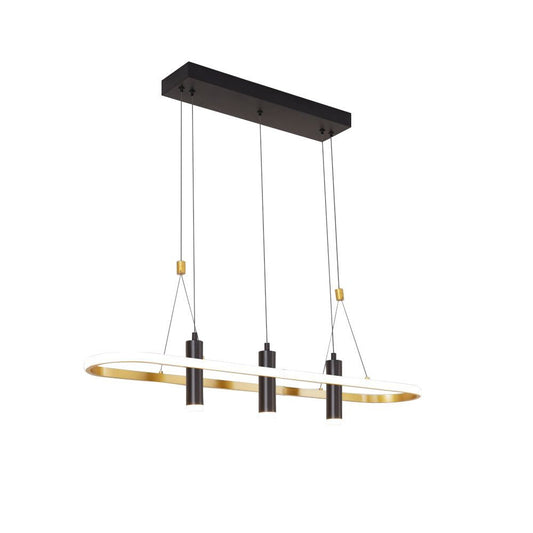 Javeriah 4 Light Black Gold Dimmable LED Pendant Light No Bulb Black Gold 12V Hanging Light