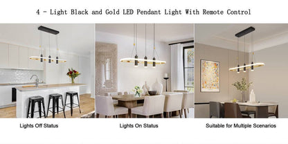 Javeriah 4 Light Black Gold Dimmable LED Pendant Light No Bulb Black Gold 12V Hanging Light