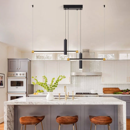 Javeriah 4 - Light Dimmable Kitchen Island Linear LED Pendant No Bulb - Black Gold - 12V Hanging Light