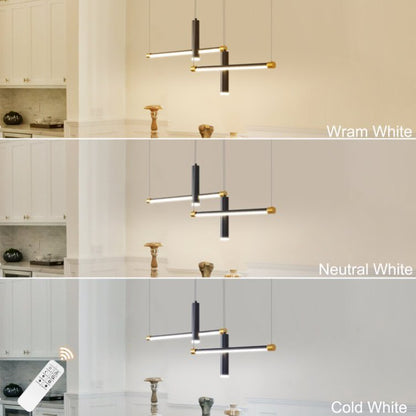 Javeriah 4 - Light Dimmable Kitchen Island Linear LED Pendant No Bulb - Black Gold - 12V Hanging Light