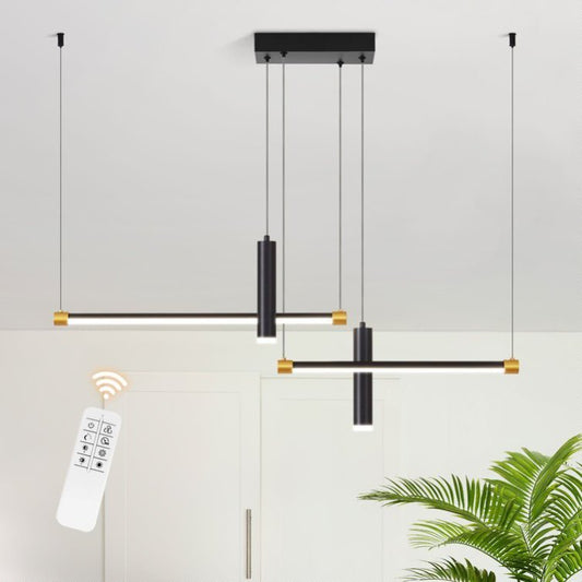 Javeriah 4 - Light Dimmable Kitchen Island Linear LED Pendant No Bulb - Black Gold - 12V Hanging Light