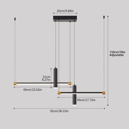 Javeriah 4 - Light Dimmable Kitchen Island Linear LED Pendant No Bulb - Black Gold - 12V Hanging Light