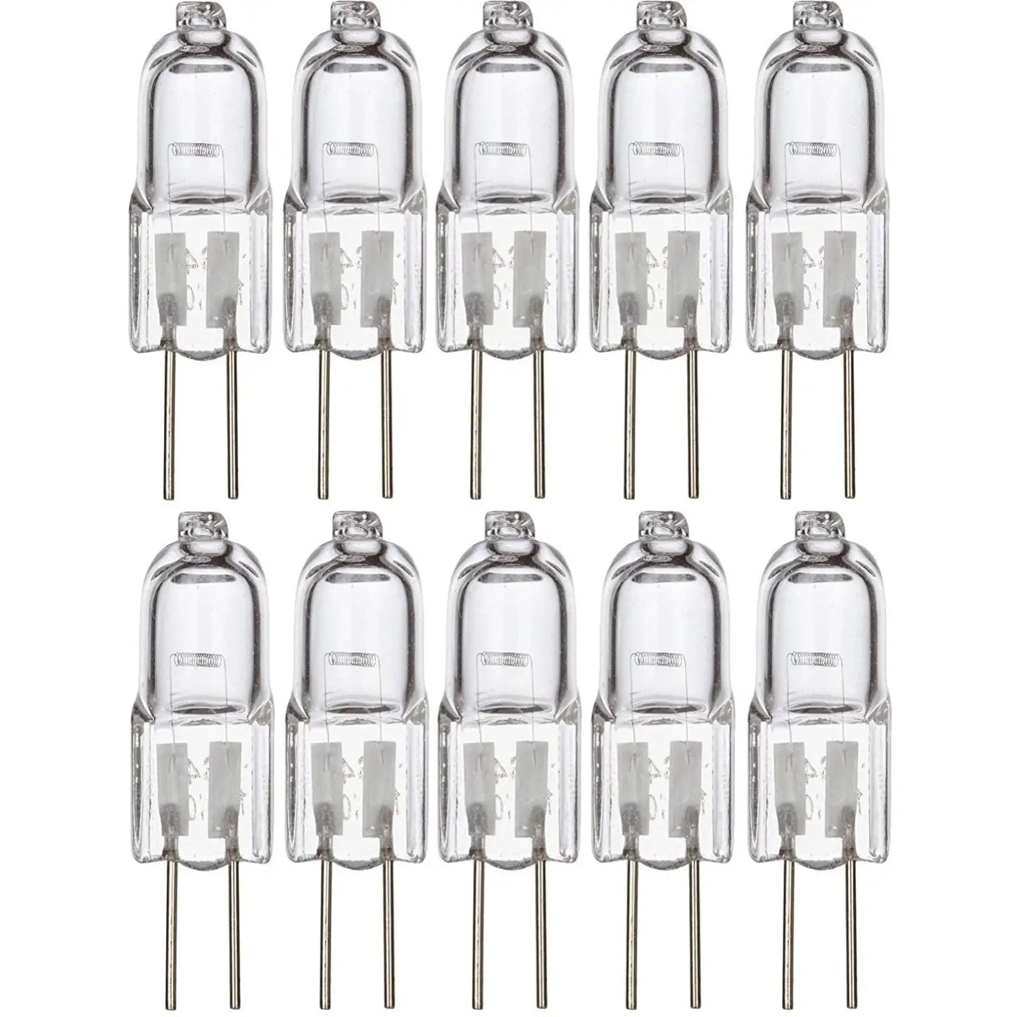 JC Type Halogen Bi Pin (12V) Clear Light Bulb - (G4/GU4) Bi Pin Base / 5 Watt / 10 Pack - Light Bulb