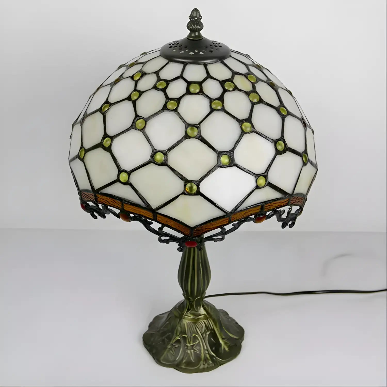 Jewel Roman Tiffany Glass Tabletop Lamp - No Bulb - Table Lamp