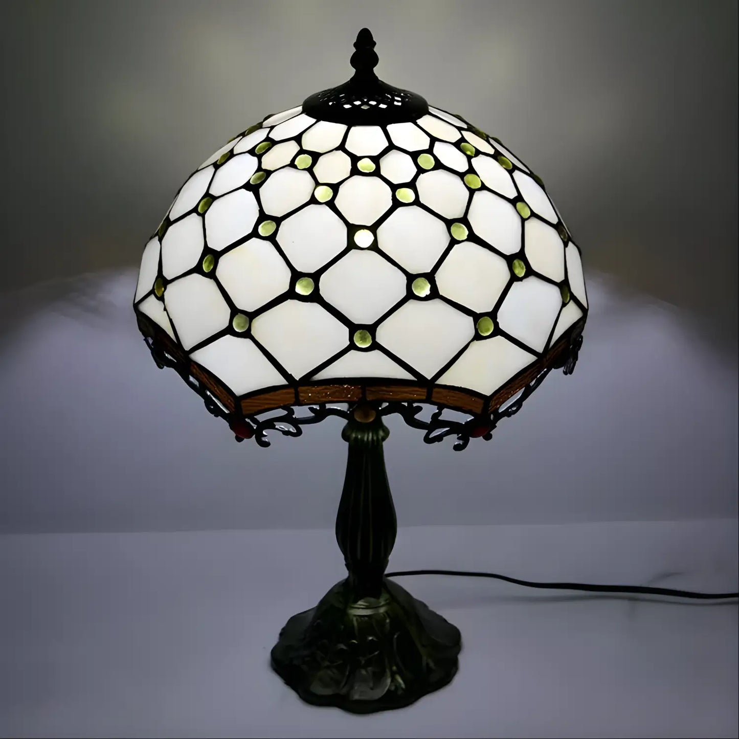 Jewel Roman Tiffany Glass Tabletop Lamp - No Bulb - Table Lamp