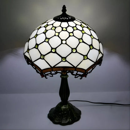 Jewel Roman Tiffany Glass Tabletop Lamp - No Bulb - Table Lamp