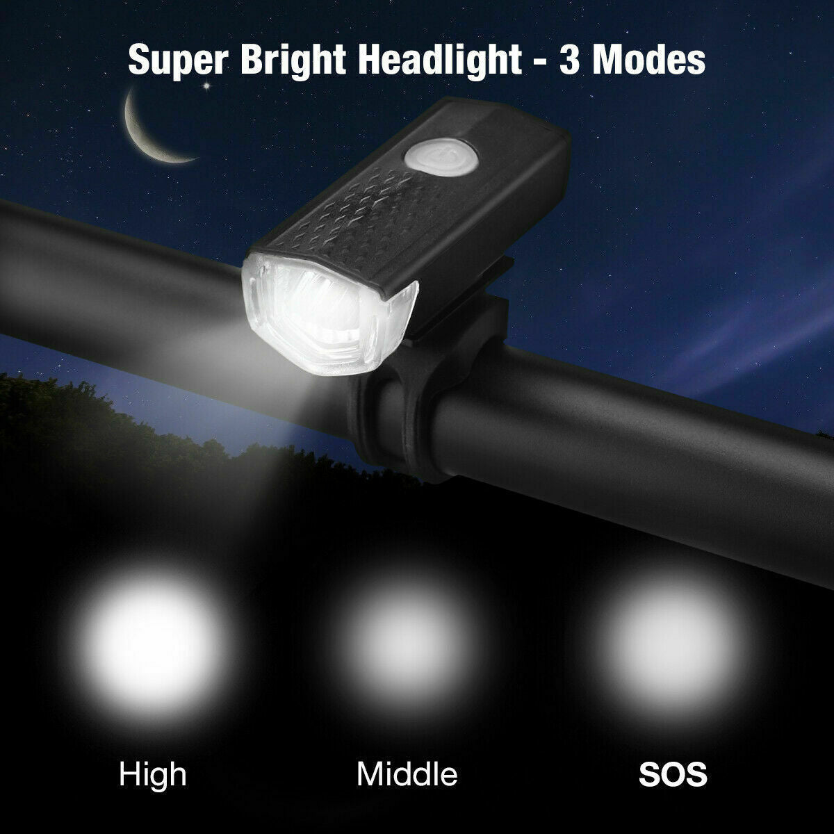 LED Bike Light Set with USB Rechargeable Headlight and Taillight - default - 12V Hanging Light