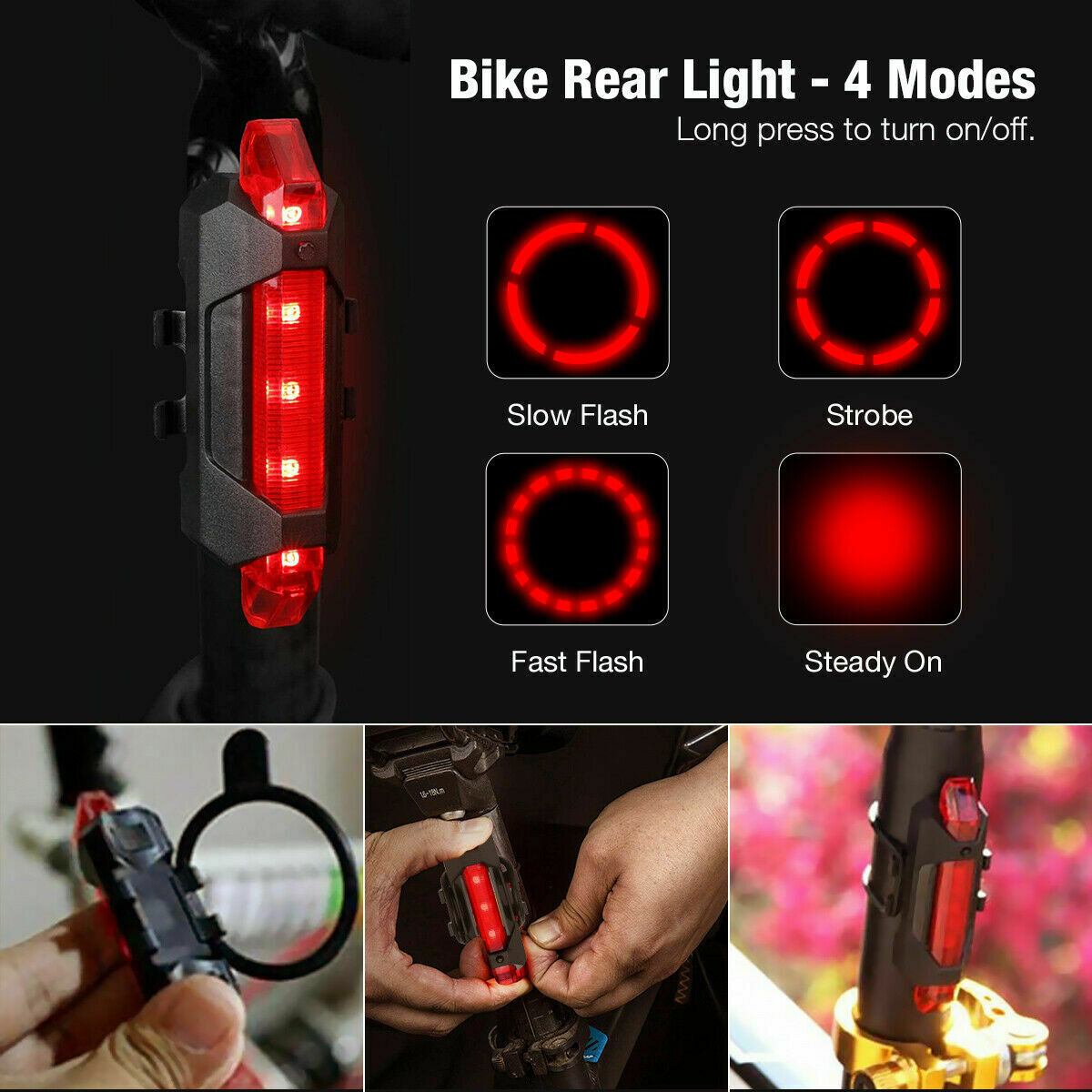 LED Bike Light Set with USB Rechargeable Headlight and Taillight - default - 12V Hanging Light