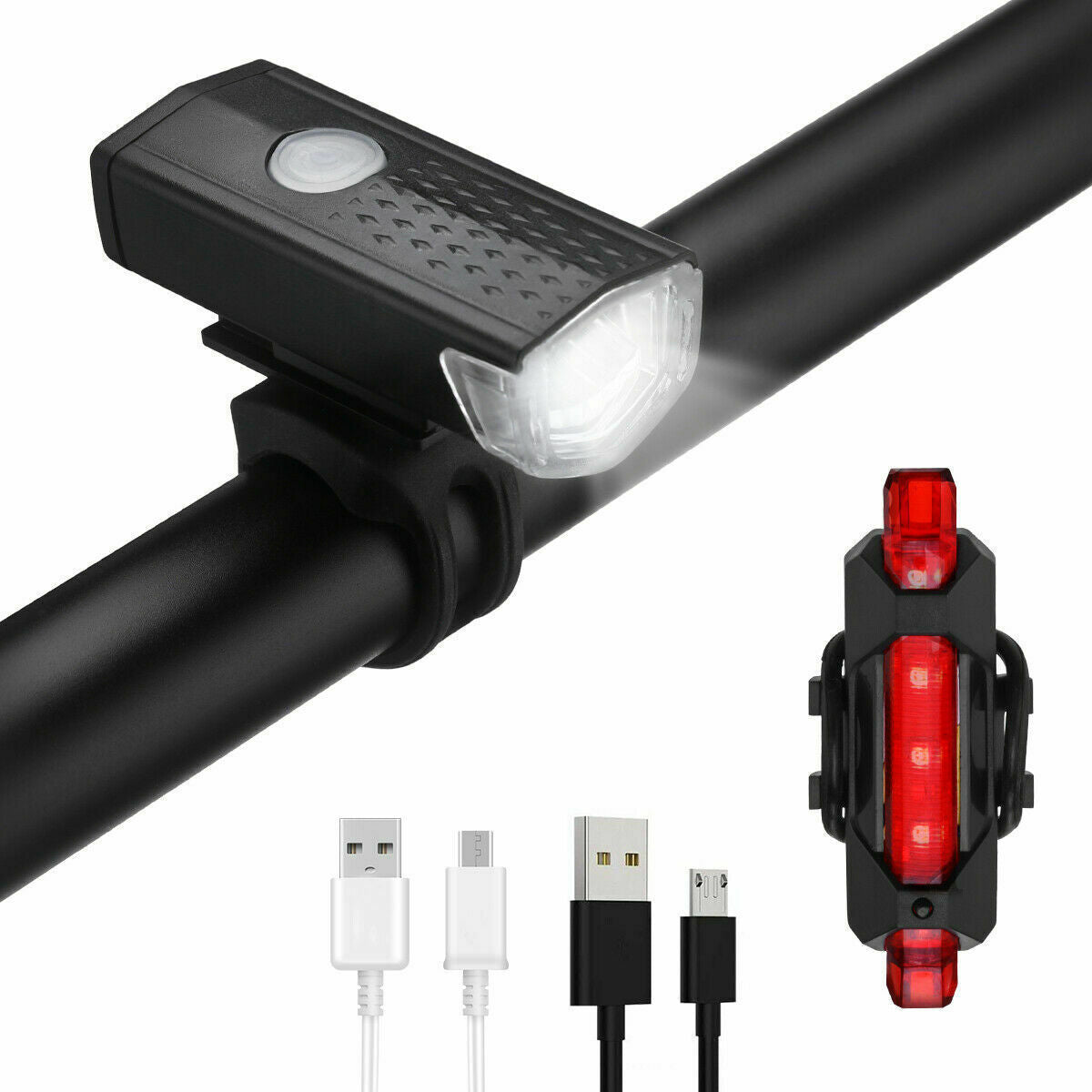LED Bike Light Set with USB Rechargeable Headlight and Taillight - default - 12V Hanging Light