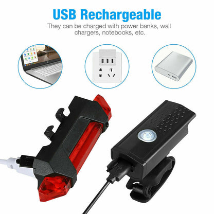LED Bike Light Set with USB Rechargeable Headlight and Taillight - default - 12V Hanging Light