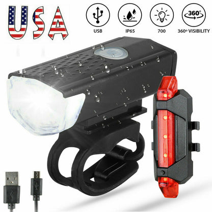 LED Bike Light Set with USB Rechargeable Headlight and Taillight - default - 12V Hanging Light