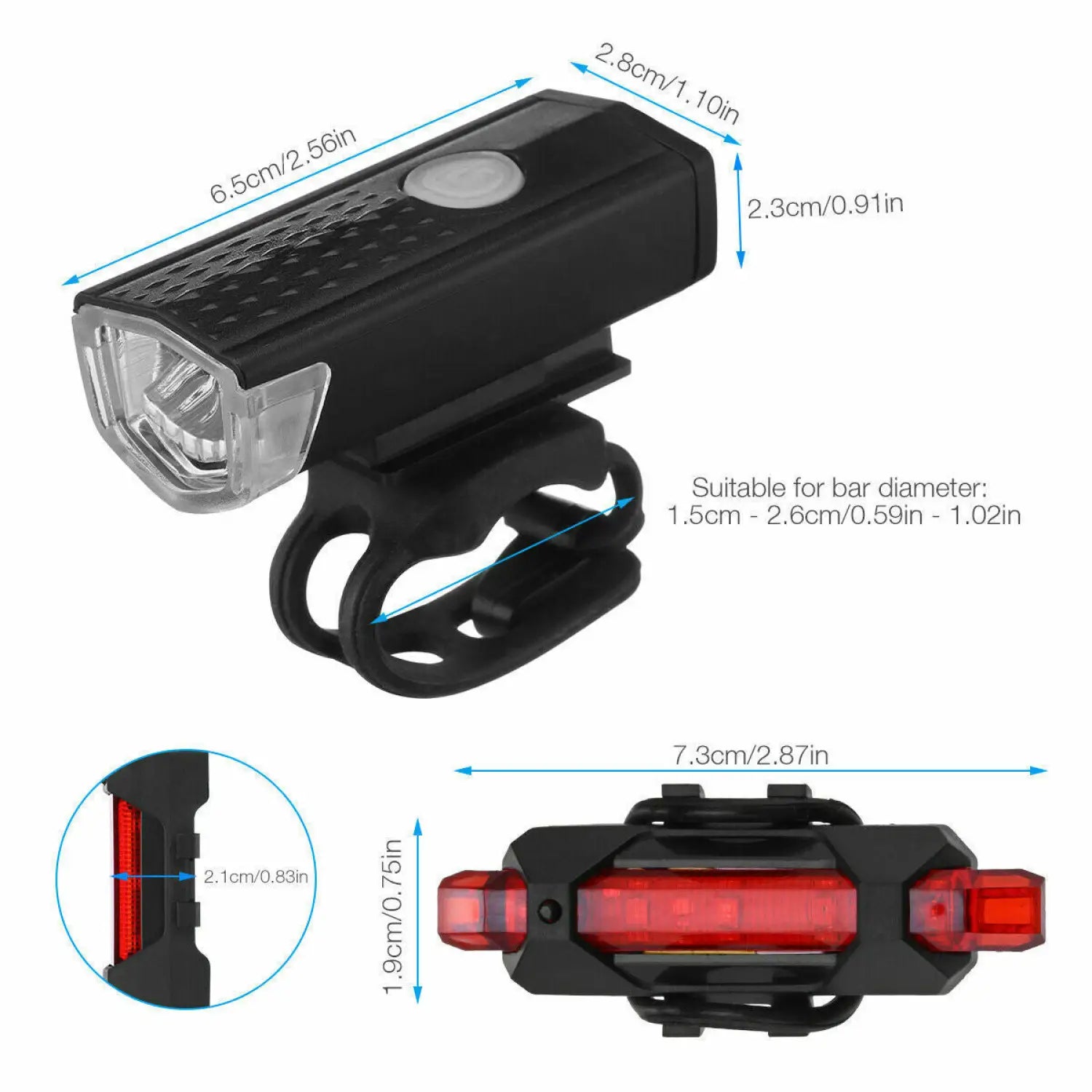 LED Bike Light Set with USB Rechargeable Headlight and Taillight - default - 12V Hanging Light