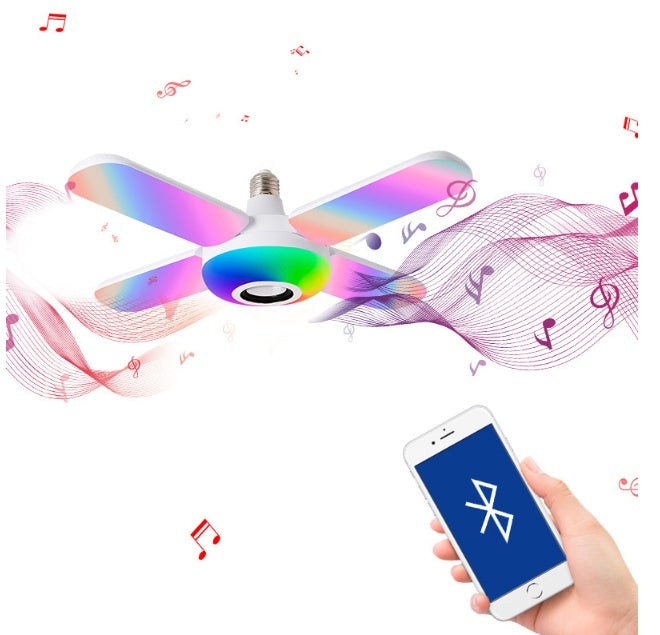 LED Four-leaf Bluetooth Music Lamp Colorful Intelligent Audio Folding Bulb Lamp Remote Control Deformable Ceiling