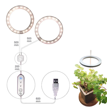 LED Grow Light Full Spectrum Angel Ring USB Lamp for Indoor Plants - Grow light