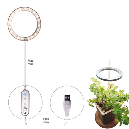 LED Grow Light Full Spectrum Angel Ring USB Lamp for Indoor Plants - Grow light