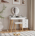 Dressing Table With LED Lights Glass Top Dressing Table With Extendable Side Table 5 Drawers Dressing Table With Mirror