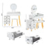 Dressing Table With LED Lights Glass Top Dressing Table With Extendable Side Table 5 Drawers Dressing Table With Mirror