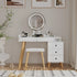 Dressing Table With LED Lights Glass Top Dressing Table With Extendable Side Table 5 Drawers Dressing Table With Mirror