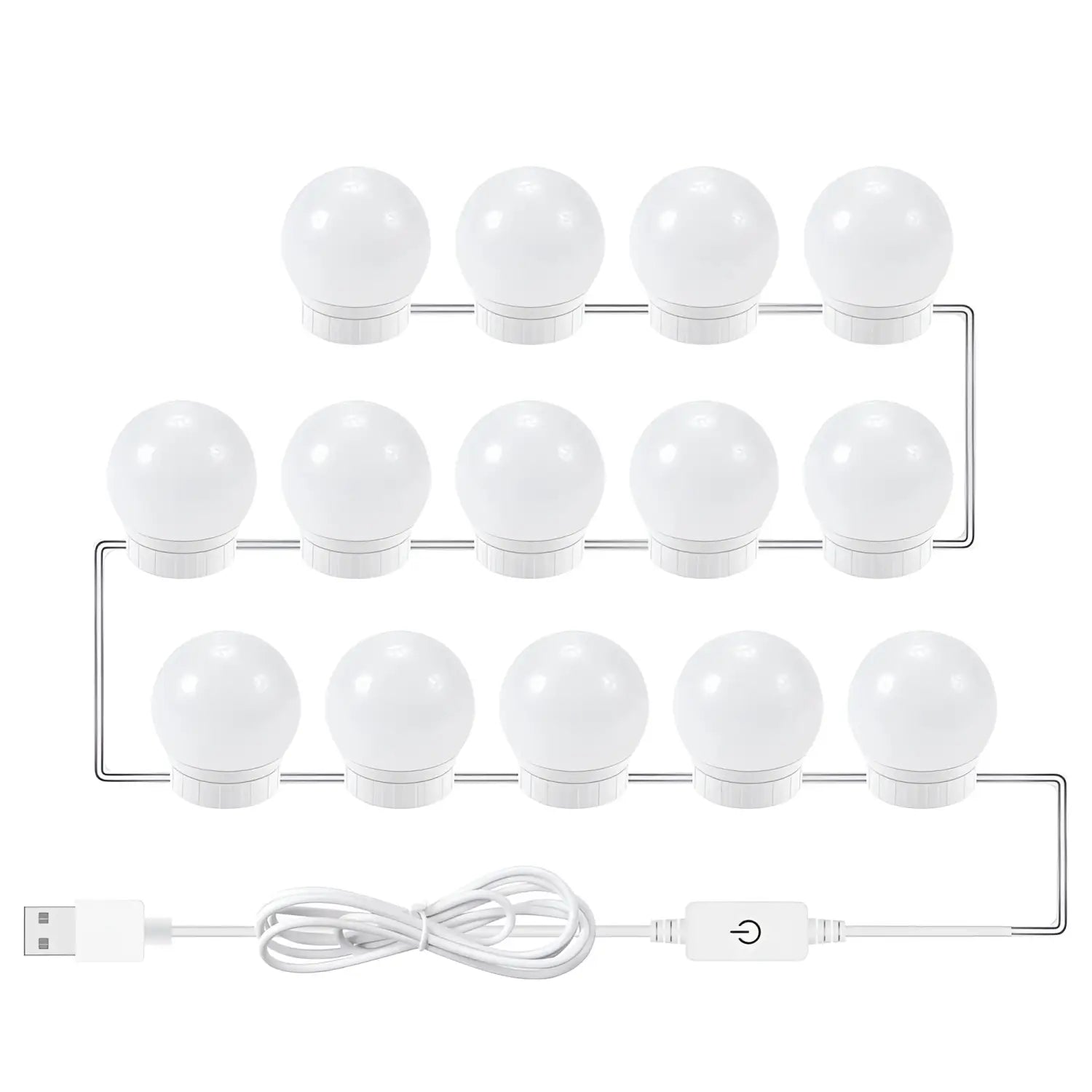 USB Touch Switch LED Mirror Light Bulb White 14 Lights / USB 12V Hanging Light