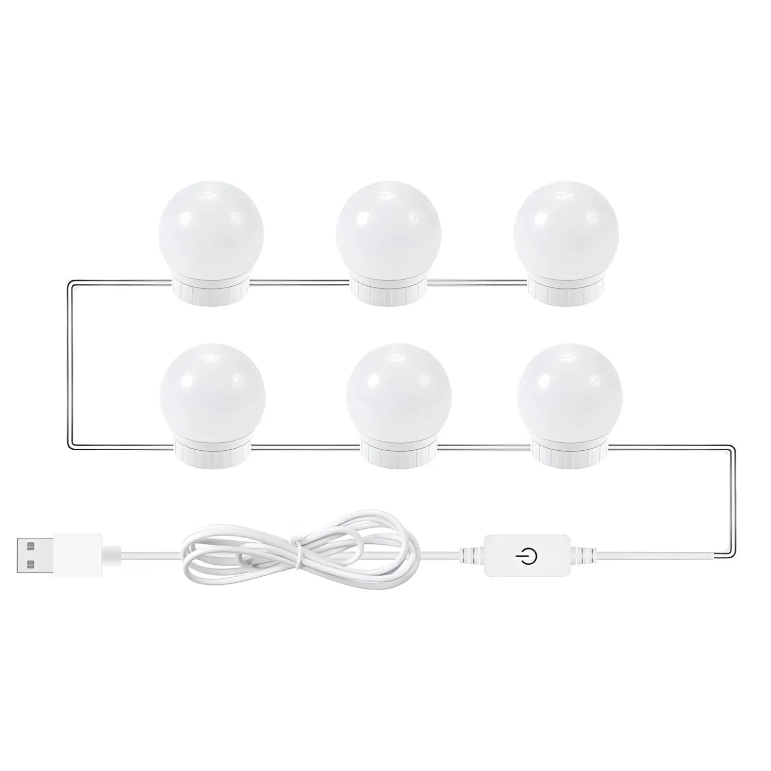 USB Touch Switch LED Mirror Light Bulb White 6 Lights / USB 12V Hanging Light