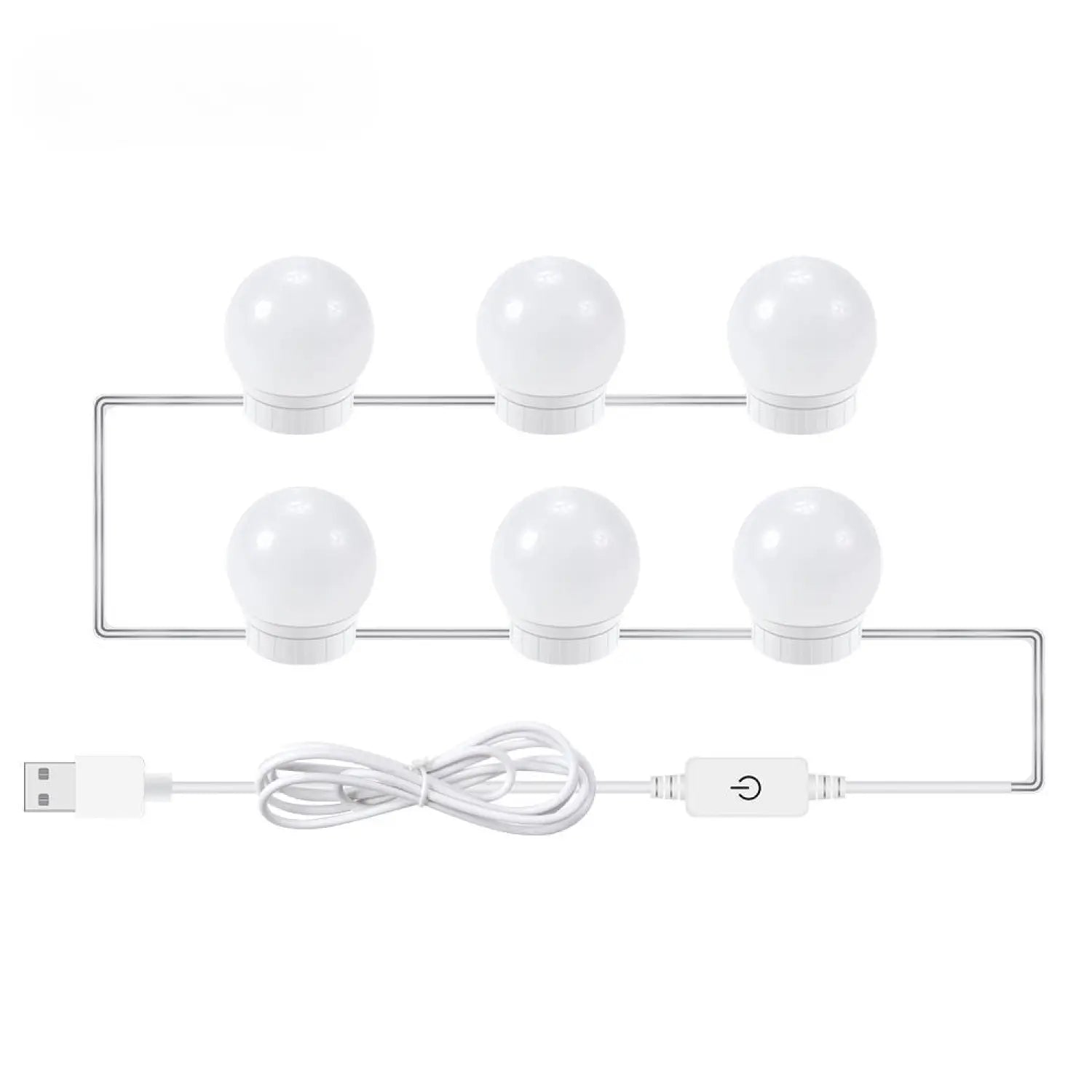 USB Touch Switch LED Mirror Light Bulb White 6 Lights / USB 12V Hanging Light