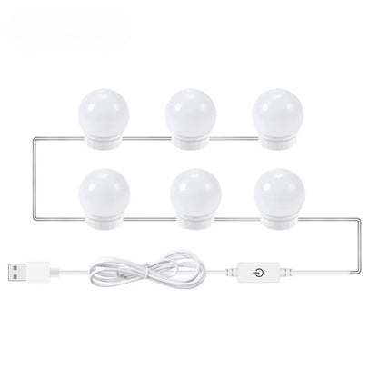 USB Touch Switch LED Mirror Light Bulb White 6 Lights / USB 12V Hanging Light
