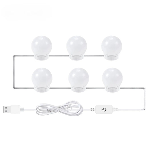 USB Touch Switch LED Mirror Light Bulb White 6 Lights / USB 12V Hanging Light