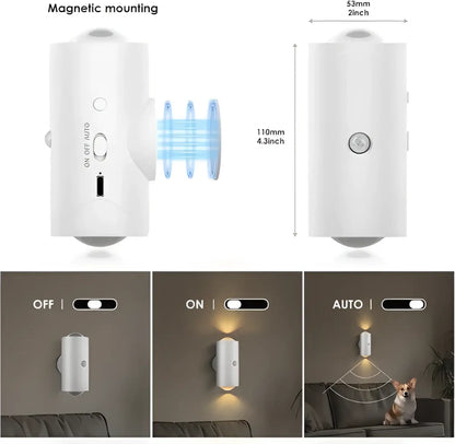LED Motion Sensor Night Light 7 Colors Rechargeable Battery Stair Light Wireless Magnetic Wall Lamp Cordless LED Wall