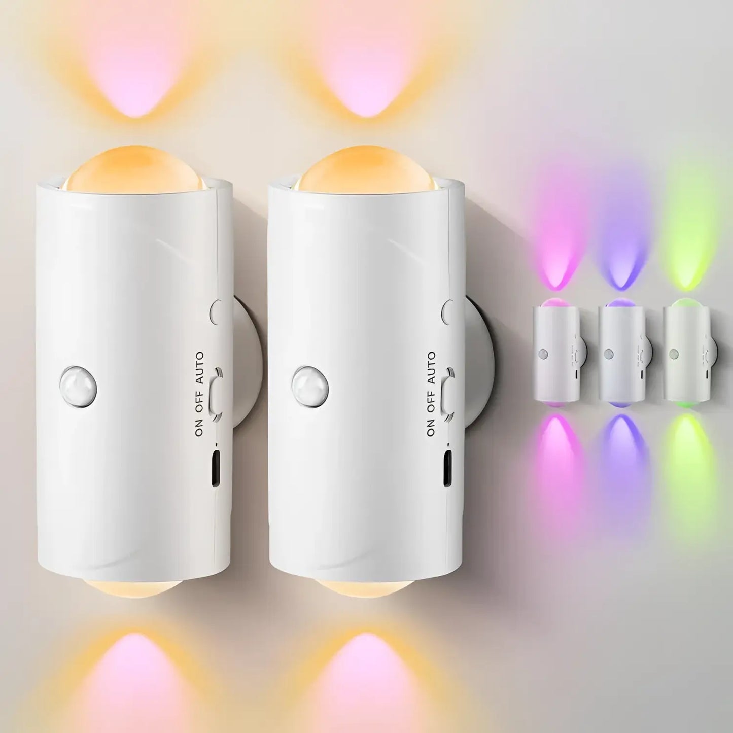 LED Motion Sensor Night Light 7 Colors Rechargeable Battery Stair Light Wireless Magnetic Wall Lamp Cordless LED Wall