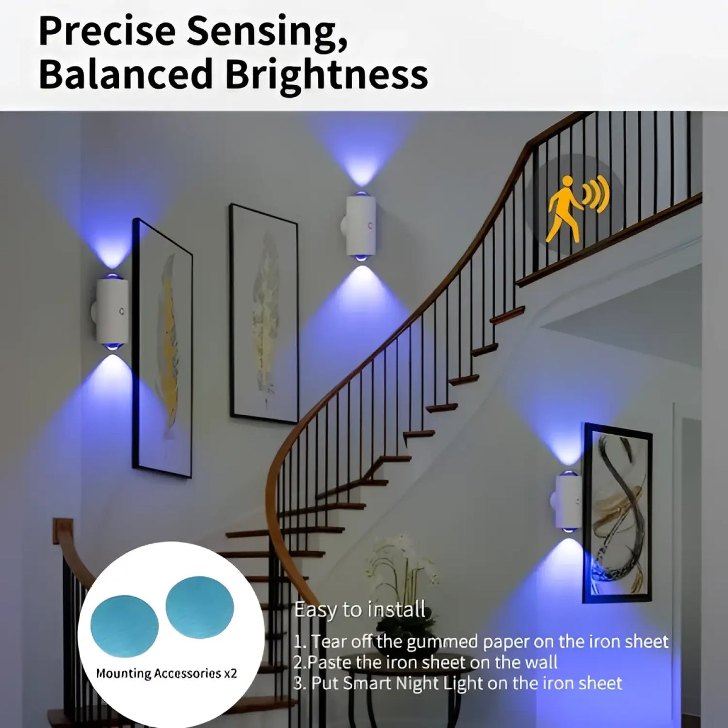LED Motion Sensor Night Light 7 Colors Rechargeable Battery Stair Light Wireless Magnetic Wall Lamp Cordless LED Wall
