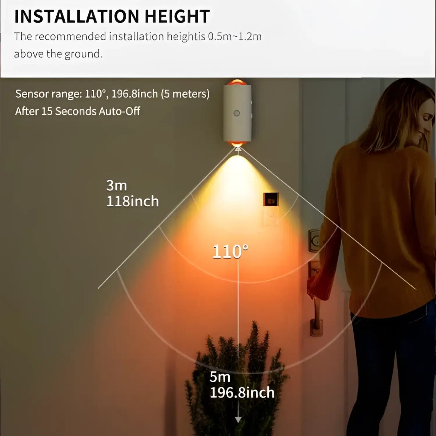 LED Motion Sensor Night Light 7 Colors Rechargeable Battery Stair Light Wireless Magnetic Wall Lamp Cordless LED Wall