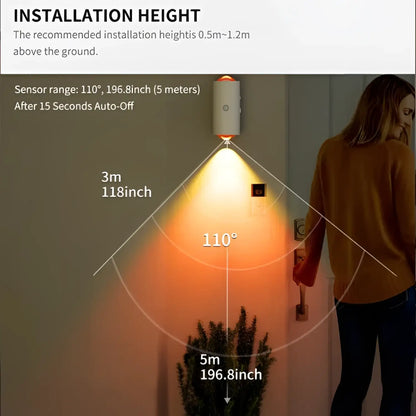 LED Motion Sensor Night Light 7 Colors Rechargeable Battery Stair Light Wireless Magnetic Wall Lamp Cordless LED Wall