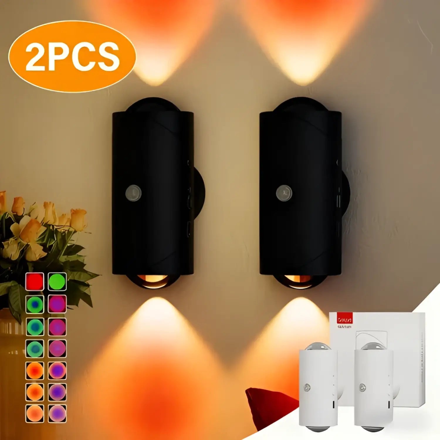 LED Motion Sensor Night Light 7 Colors Rechargeable Battery Stair Light Wireless Magnetic Wall Lamp Cordless LED Wall
