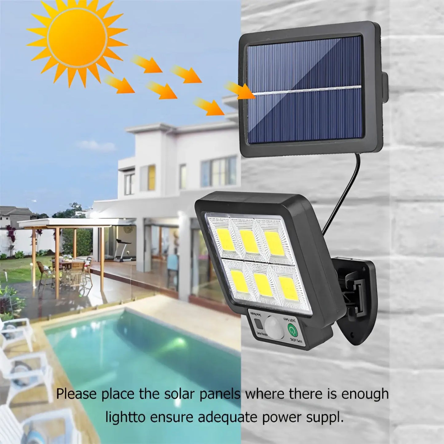 LED Solar Lamp for Home with 3 Modes Motion Sensor & Waterproof for Outdoor Wall - Solar Wall Light