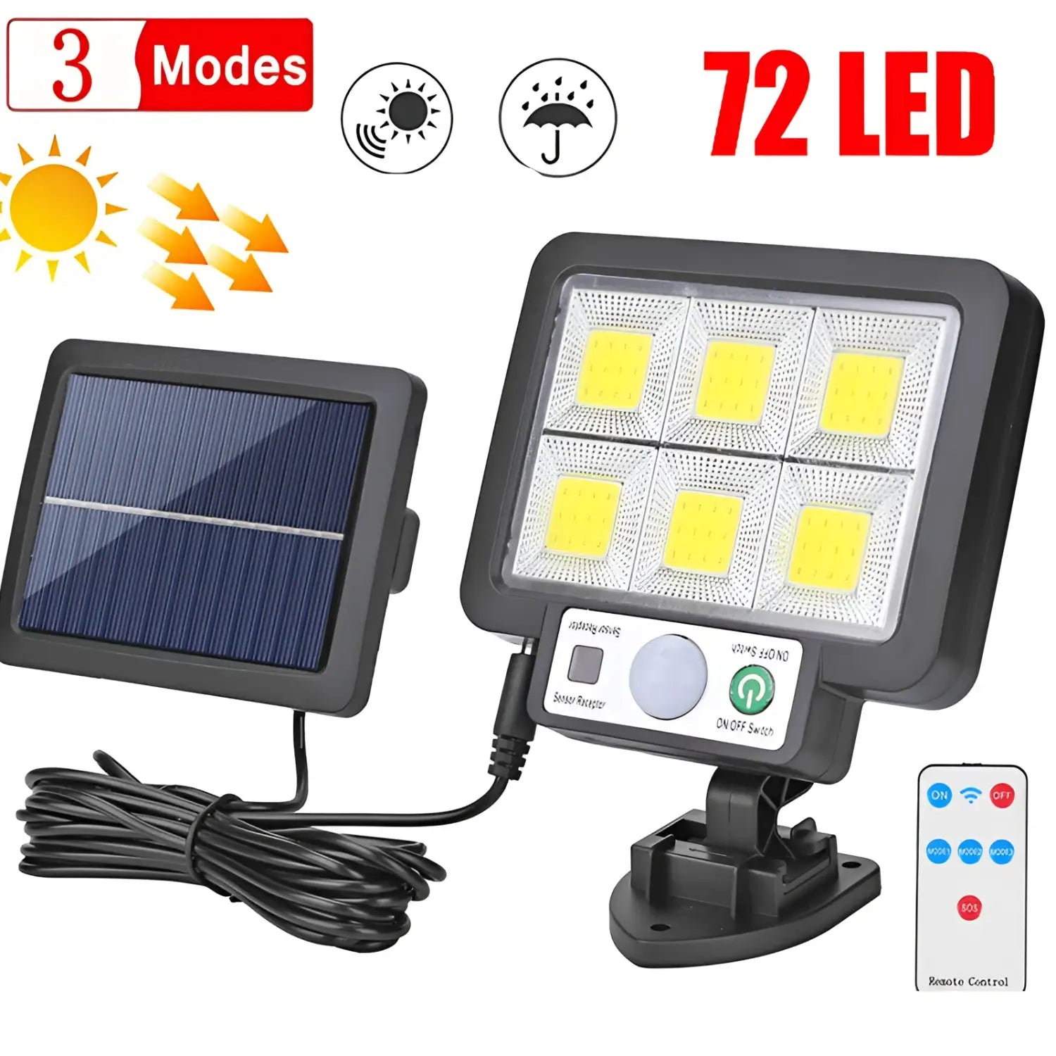 LED Solar Lamp for Home with 3 Modes Motion Sensor & Waterproof for Outdoor Wall - Solar Wall Light