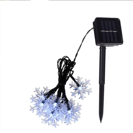 LED Solar Snowflake Light String Garden Christmas Tree Decoration - 12V Hanging Light