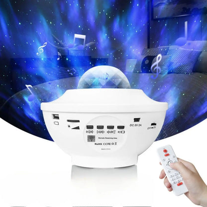 LED Star Projector Night Light with USB Control and Music Player - White - Table Lamps