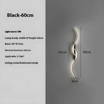 LED Wall Lamp - Modern Minimalist Strip Light for Bedroom & Living Room - Wall Mount Fixture