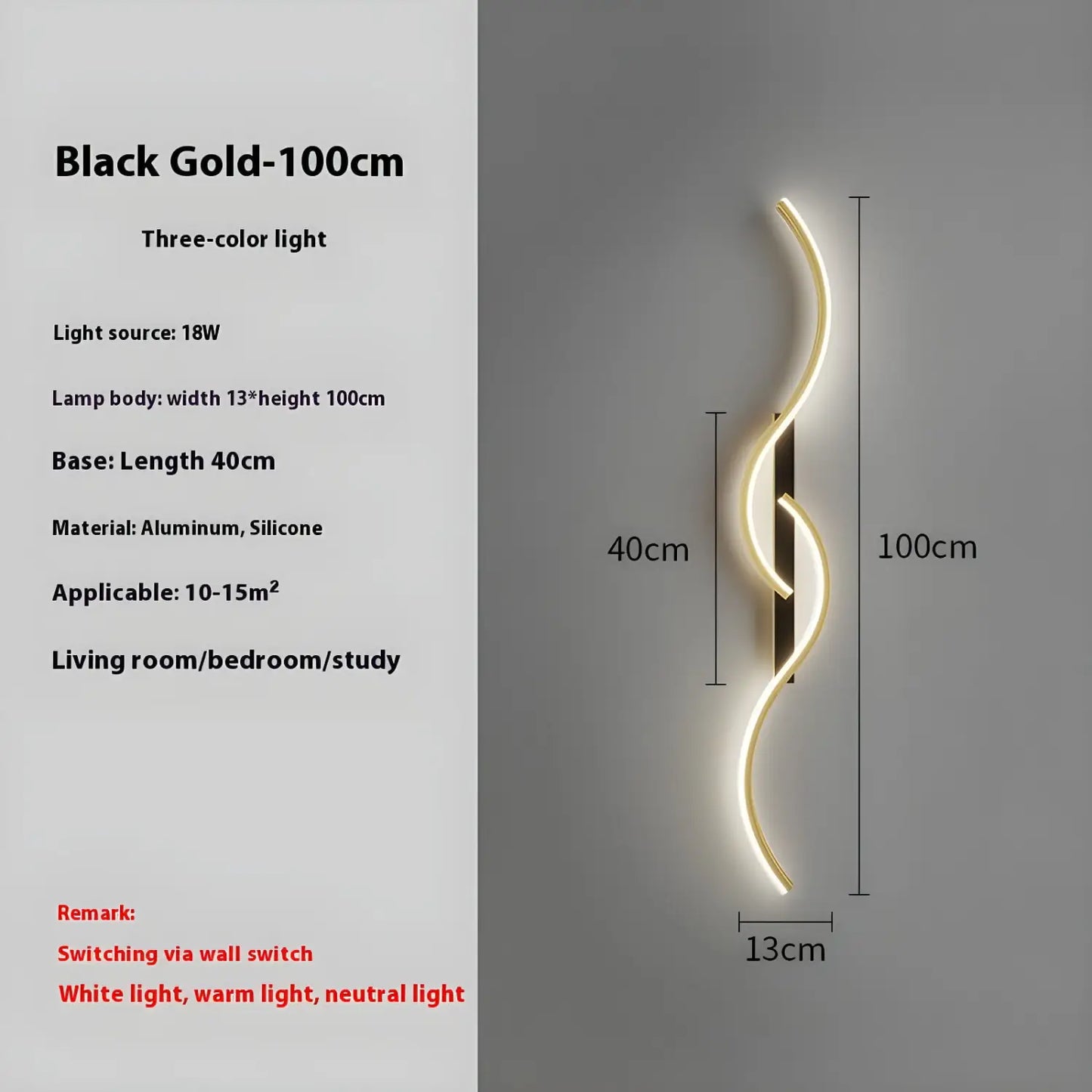 LED Wall Lamp - Modern Minimalist Strip Light for Bedroom & Living Room - Wall Mount Fixture