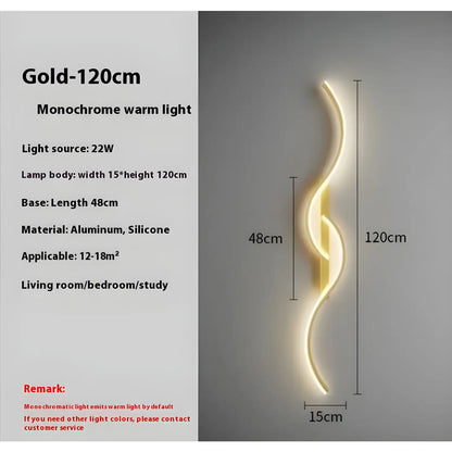 LED Wall Lamp - Modern Minimalist Strip Light for Bedroom & Living Room - Wall Mount Fixture