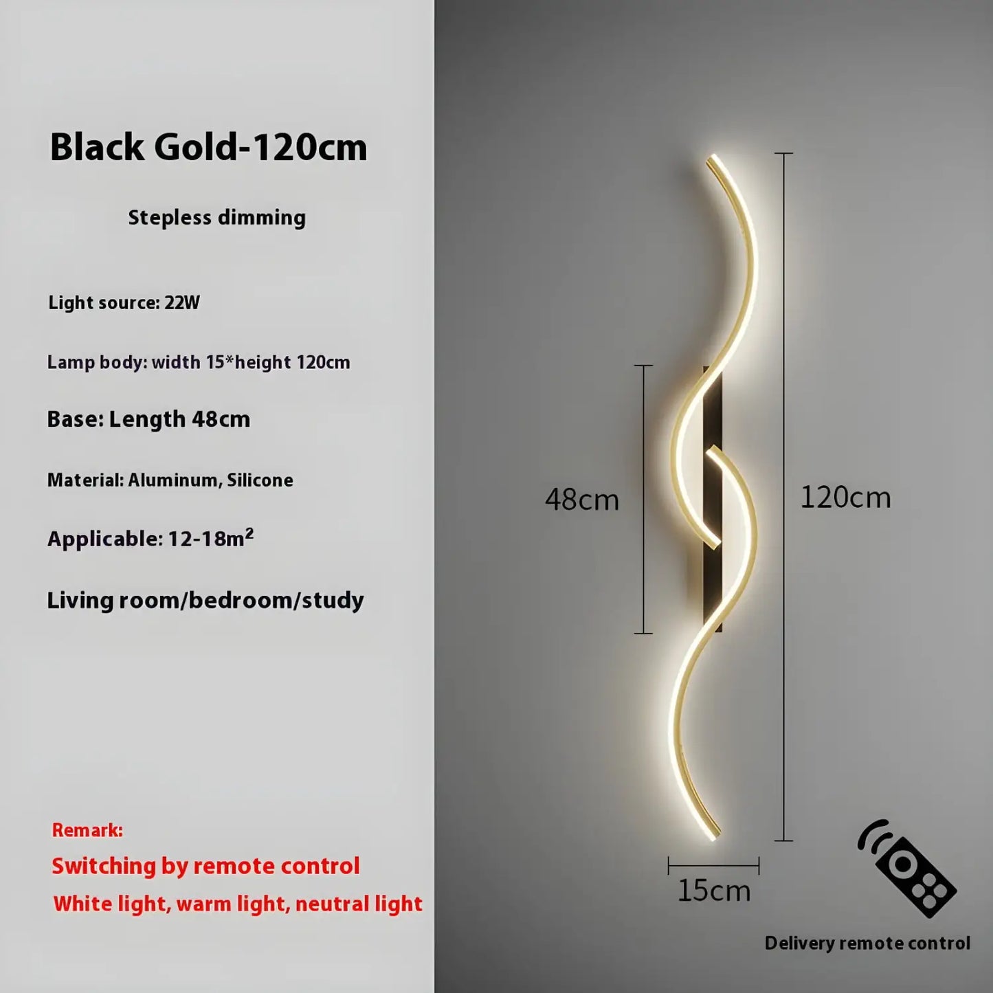 LED Wall Lamp - Modern Minimalist Strip Light for Bedroom & Living Room - Wall Mount Fixture