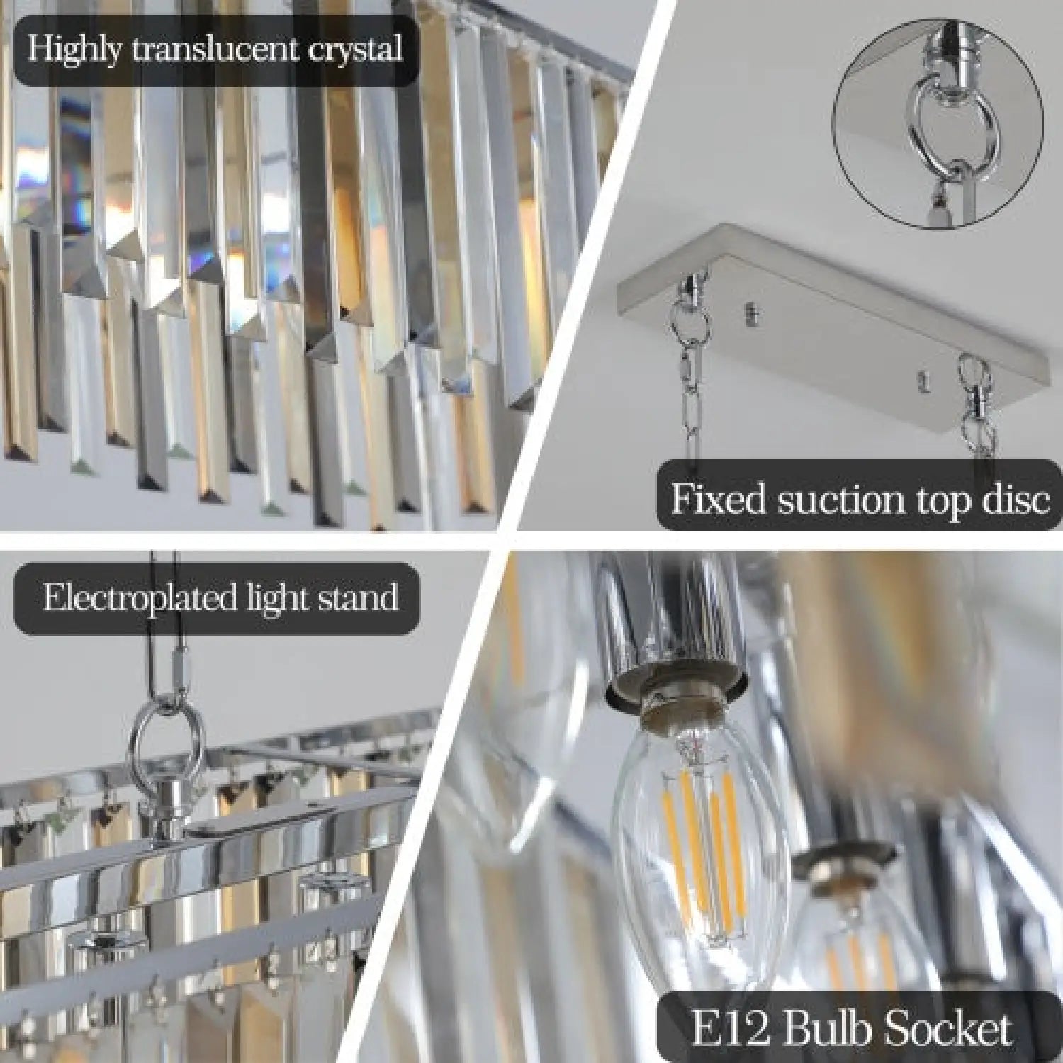 Luxury Oval Size Modern Crystal Chandelier for Home Decor - Transparent - Hanging Light